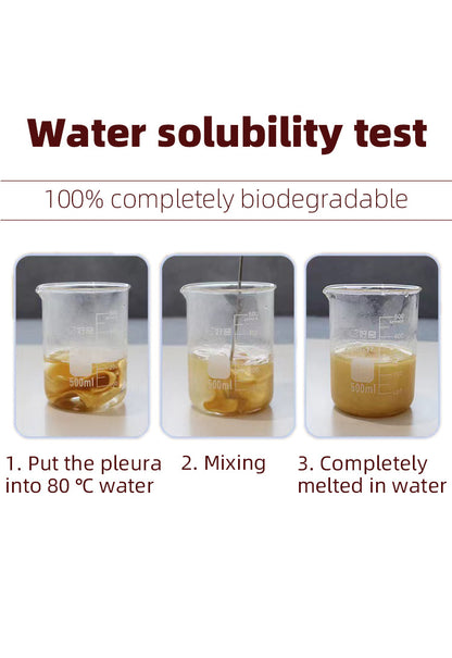 Illustration of a water solubility test with beakers and text on a white background